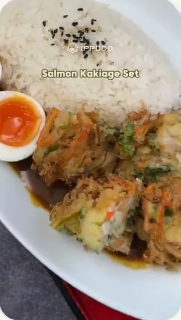 Ippudo salmon kakiage set reel