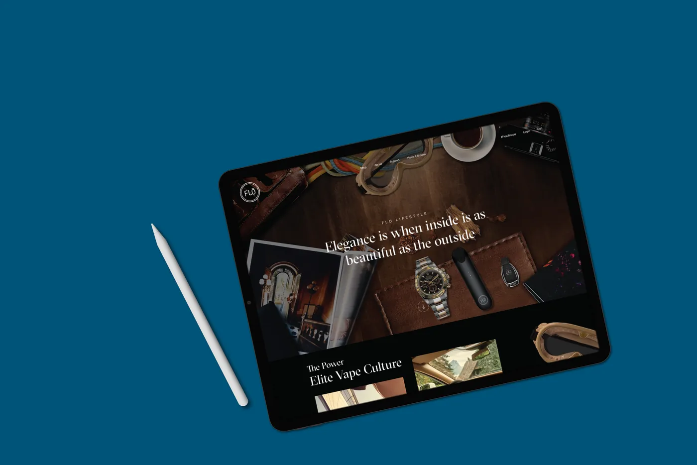 Lifestyle brand website on tablet