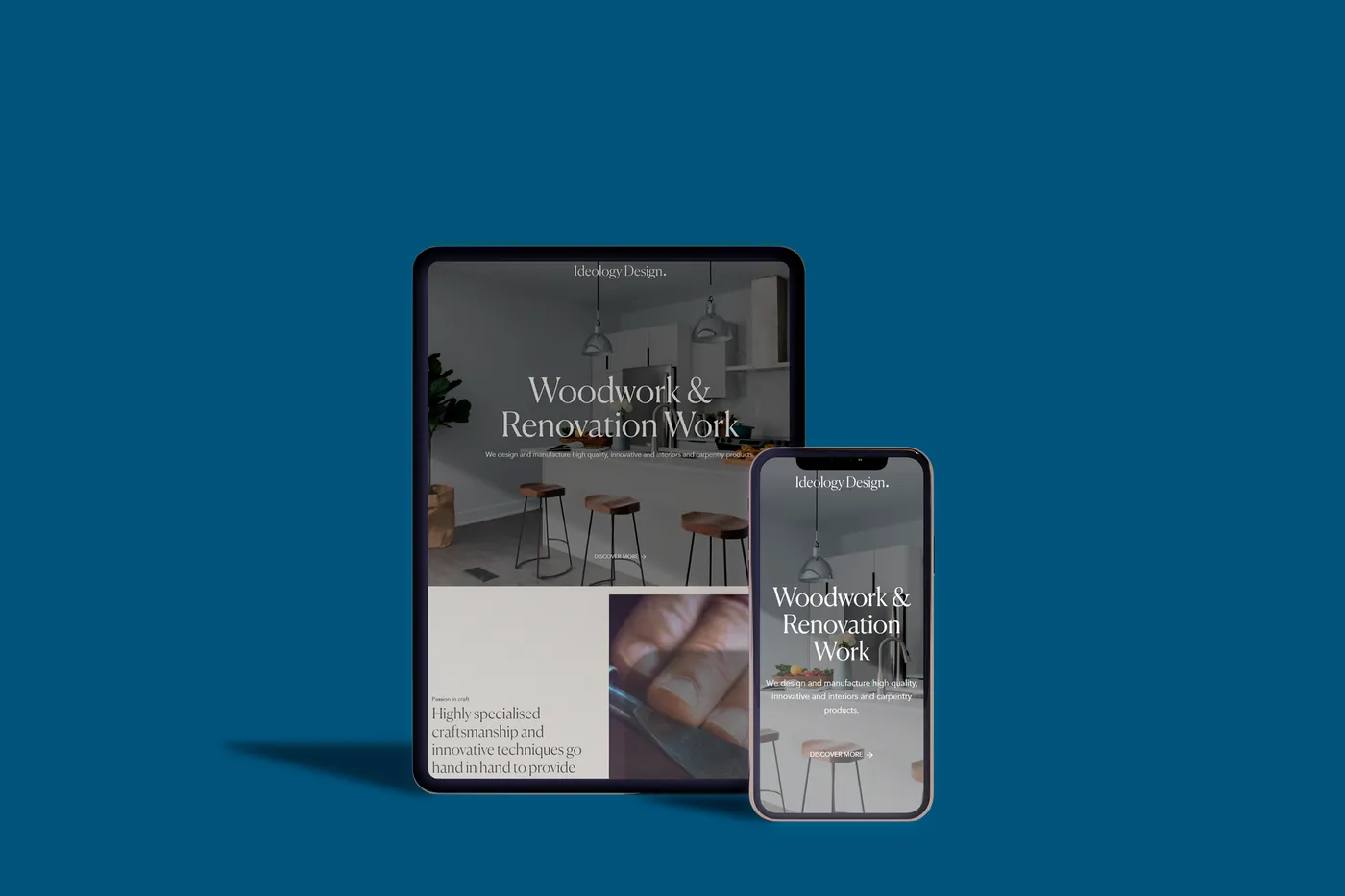Ideology Design renovation website on tablet and mobile